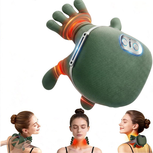 Electric Neck Massager with Smart Heat Compress 4d Deep Kneading Muscle Relaxer Machine Human Hands