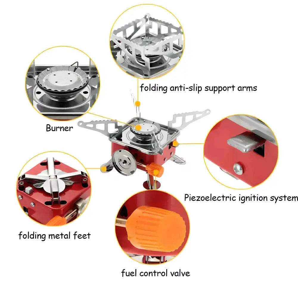 Travelling Portable Square-Shaped Camping Folding Stainless Steel Cooking Stove