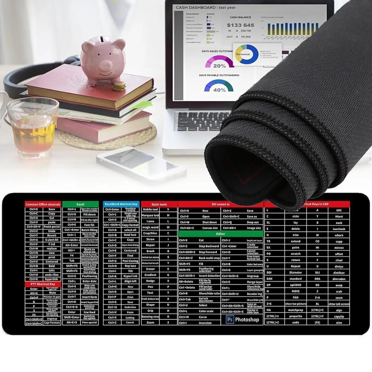 Extended Gaming Laptop Mouse Pad, Thick Non-Slip Rubber Base Desk Mat (Pack Of 2)